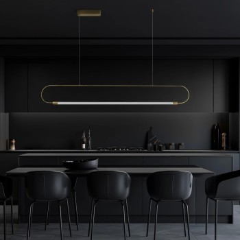 kelvo® GLOW KLV-101-0177 Κρεμαστό Φωτιστικό Οροφής LED 15W 1500lm 360° AC 220-240V IP20 Ρυθμιζόμενο Λευκό CCT με Χειριστήριο από 2700K έως 6000K Dimmable - Lumileds SMD Chip - Χρυσό Πλατίνα - Μ120 x Π3 x Υ17cm - 3 Χρόνια Εγγύηση