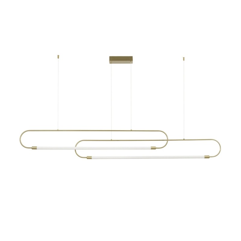 kelvo® GLOW KLV-101-0178 Κρεμαστό Φωτιστικό Οροφής LED 28W 2800lm 360° AC 220-240V IP20 Ρυθμιζόμενο Λευκό CCT με Χειριστήριο από 2700K έως 6000K Dimmable - Lumileds SMD Chip - Χρυσό Πλατίνα - Μ167 x Π7 x Υ24cm - 3 Χρόνια Εγγύηση