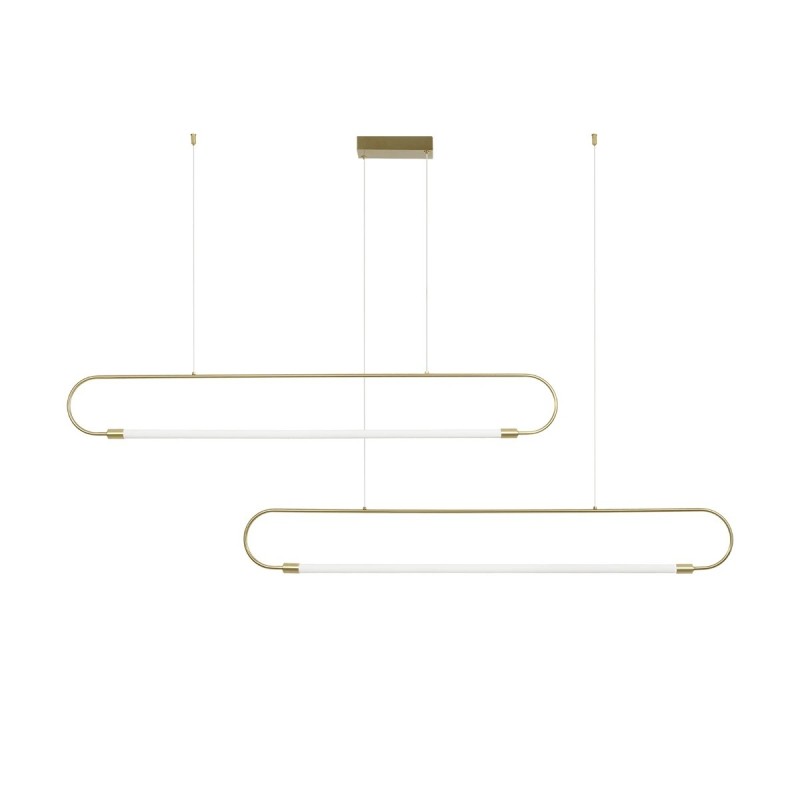 kelvo® GLOW KLV-101-0178 Κρεμαστό Φωτιστικό Οροφής LED 28W 2800lm 360° AC 220-240V IP20 Ρυθμιζόμενο Λευκό CCT με Χειριστήριο από 2700K έως 6000K Dimmable - Lumileds SMD Chip - Χρυσό Πλατίνα - Μ167 x Π7 x Υ24cm - 3 Χρόνια Εγγύηση