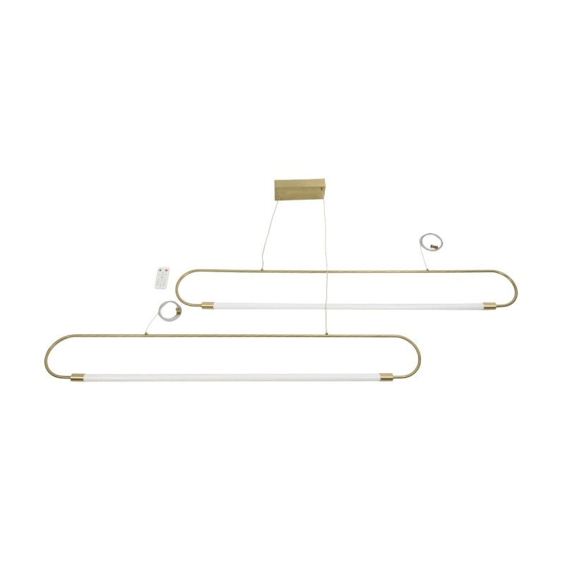 kelvo® GLOW KLV-101-0178 Κρεμαστό Φωτιστικό Οροφής LED 28W 2800lm 360° AC 220-240V IP20 Ρυθμιζόμενο Λευκό CCT με Χειριστήριο από 2700K έως 6000K Dimmable - Lumileds SMD Chip - Χρυσό Πλατίνα - Μ167 x Π7 x Υ24cm - 3 Χρόνια Εγγύηση