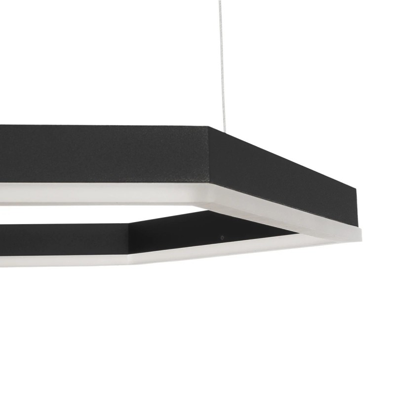 kelvo® LEXAGON KLV-101-0179 Κρεμαστό Φωτιστικό Οροφής LED 120W 12000lm 200° AC 220-240V IP20 Ρυθμιζόμενο Λευκό CCT με Χειριστήριο από 2700K έως 6000K Dimmable - Lumileds SMD Chip - Μαύρο Ματ - Μ110 x Π90 x Υ110cm - 3 Χρόνια Εγγύηση