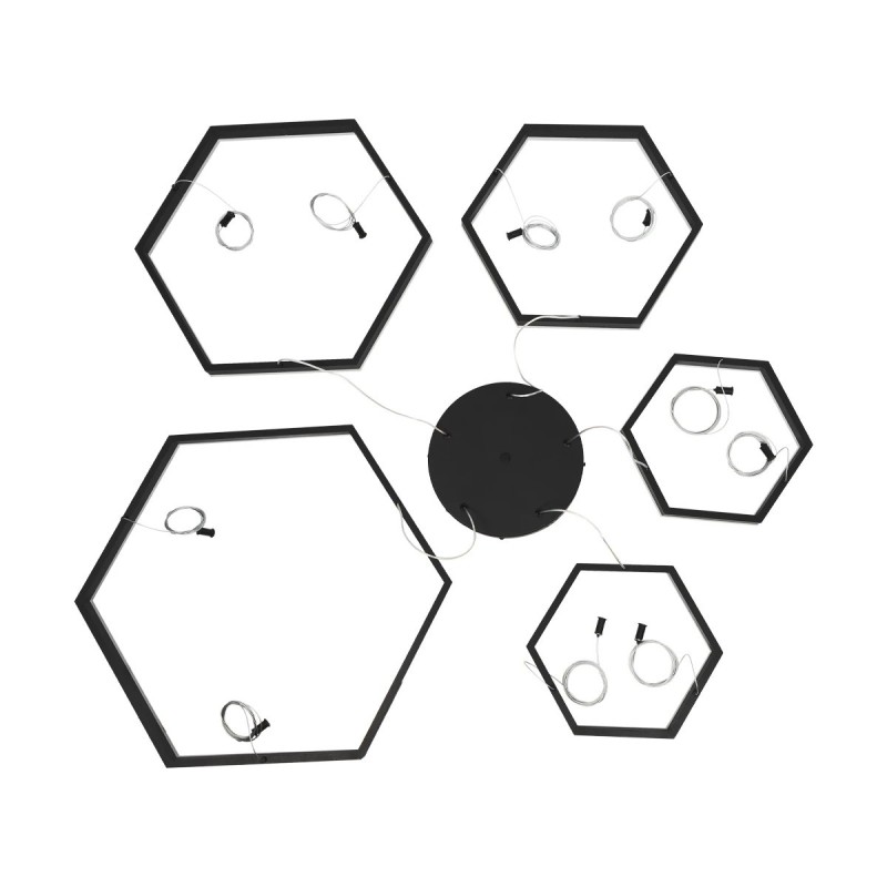kelvo® LEXAGON KLV-101-0179 Κρεμαστό Φωτιστικό Οροφής LED 120W 12000lm 200° AC 220-240V IP20 Ρυθμιζόμενο Λευκό CCT με Χειριστήριο από 2700K έως 6000K Dimmable - Lumileds SMD Chip - Μαύρο Ματ - Μ110 x Π90 x Υ110cm - 3 Χρόνια Εγγύηση