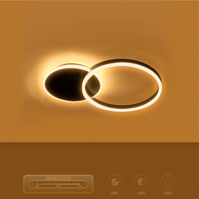 kelvo® VENOM KLV-101-0181 Φωτιστικό Οροφής LED 45W 4500lm 360° AC 220-240V IP20 Ρυθμιζόμενο Λευκό CCT με Χειριστήριο από 2700K έως 6000K Dimmable - Lumileds SMD Chip - Μαύρο Ματ - Μ60 x Π40 x Υ7.5cm - 3 Χρόνια Εγγύηση