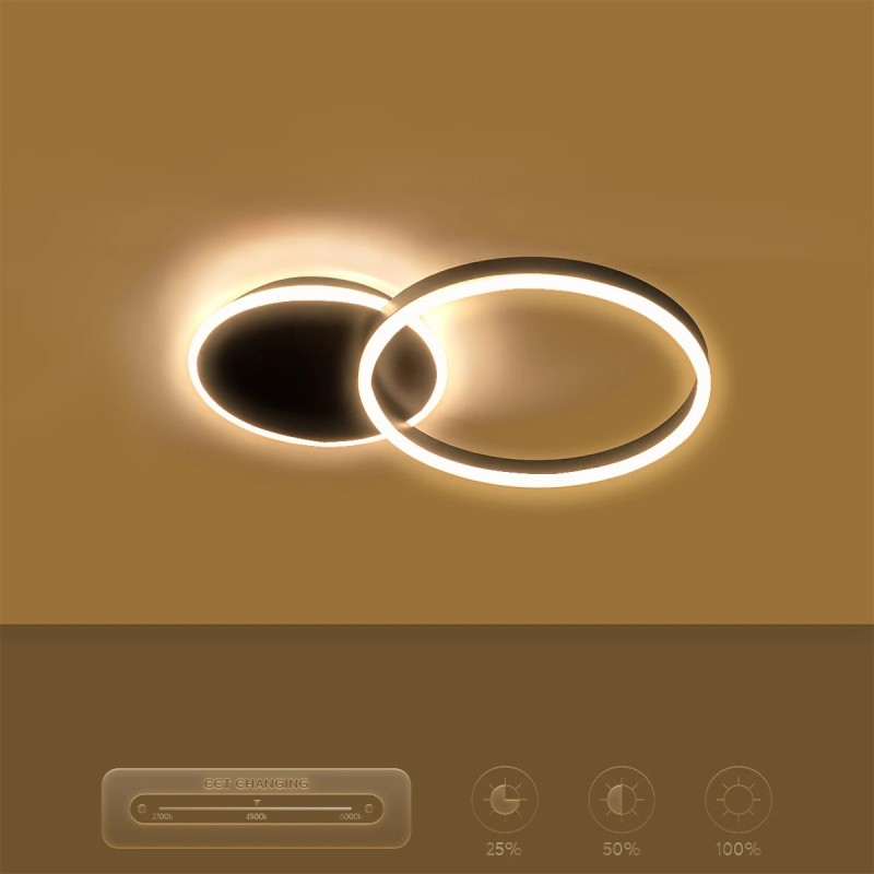 kelvo® VENOM KLV-101-0181 Φωτιστικό Οροφής LED 45W 4500lm 360° AC 220-240V IP20 Ρυθμιζόμενο Λευκό CCT με Χειριστήριο από 2700K έως 6000K Dimmable - Lumileds SMD Chip - Μαύρο Ματ - Μ60 x Π40 x Υ7.5cm - 3 Χρόνια Εγγύηση