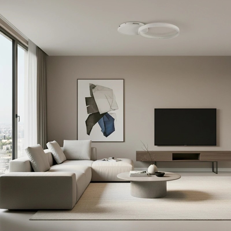 kelvo® VENOM KLV-101-0182 Φωτιστικό Οροφής LED 45W 4500lm 360° AC 220-240V IP20 Ρυθμιζόμενο Λευκό CCT με Χειριστήριο από 2700K έως 6000K Dimmable - Lumileds SMD Chip - Λευκό Ματ - Μ60 x Π40 x Υ7.5cm - 3 Χρόνια Εγγύηση