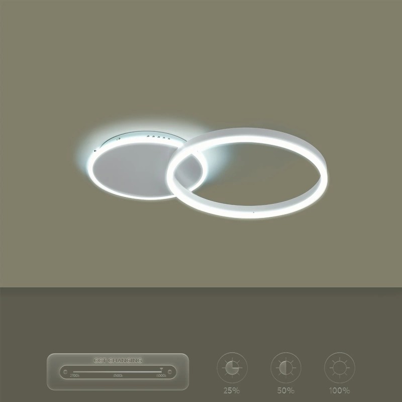 kelvo® VENOM KLV-101-0182 Φωτιστικό Οροφής LED 45W 4500lm 360° AC 220-240V IP20 Ρυθμιζόμενο Λευκό CCT με Χειριστήριο από 2700K έως 6000K Dimmable - Lumileds SMD Chip - Λευκό Ματ - Μ60 x Π40 x Υ7.5cm - 3 Χρόνια Εγγύηση