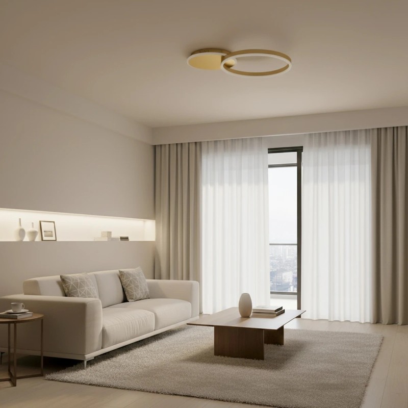 kelvo® VENOM KLV-101-0183 Φωτιστικό Οροφής LED 45W 4500lm 360° AC 220-240V IP20 Ρυθμιζόμενο Λευκό CCT με Χειριστήριο από 2700K έως 6000K Dimmable - Lumileds SMD Chip - Χρυσό Πλατίνα - Μ60 x Π40 x Υ7.5cm - 3 Χρόνια Εγγύηση