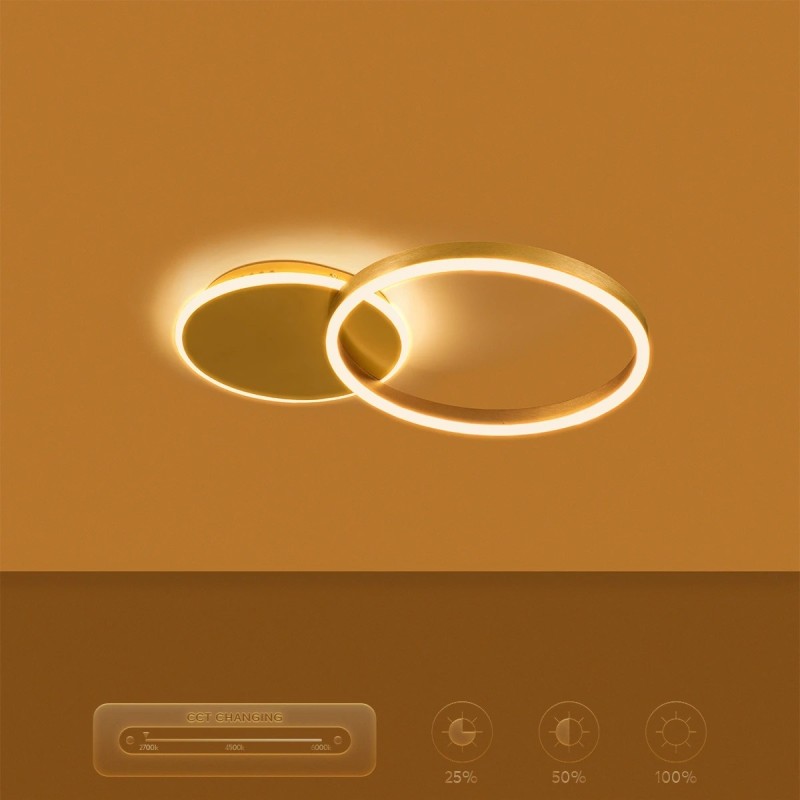 kelvo® VENOM KLV-101-0183 Φωτιστικό Οροφής LED 45W 4500lm 360° AC 220-240V IP20 Ρυθμιζόμενο Λευκό CCT με Χειριστήριο από 2700K έως 6000K Dimmable - Lumileds SMD Chip - Χρυσό Πλατίνα - Μ60 x Π40 x Υ7.5cm - 3 Χρόνια Εγγύηση