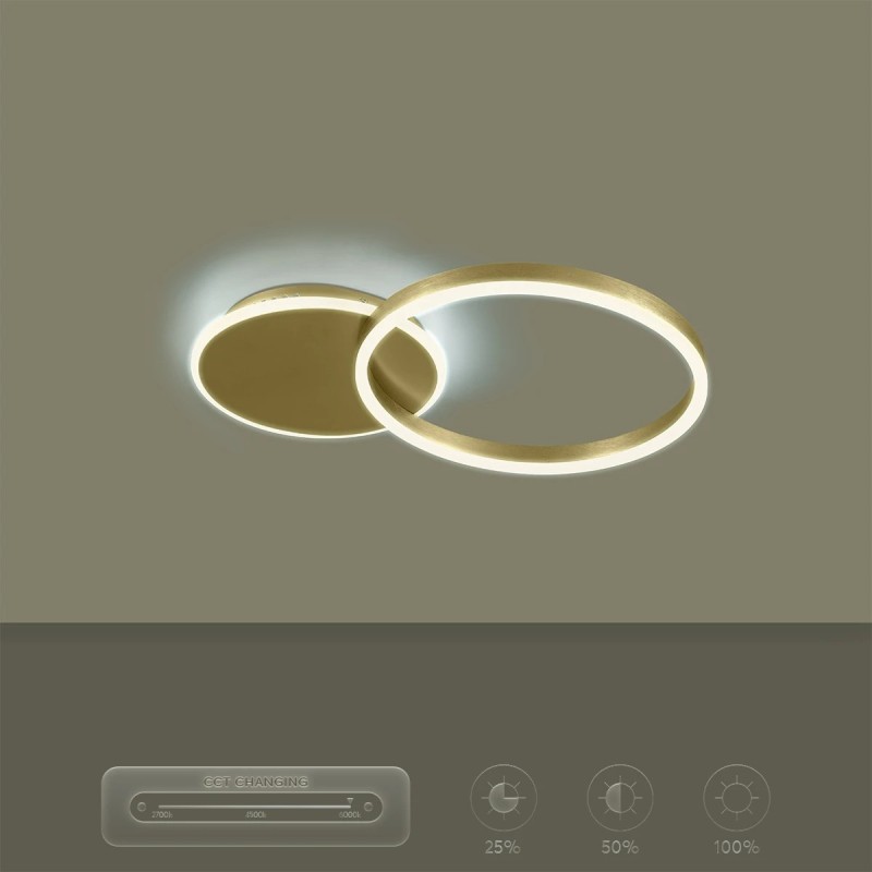 kelvo® VENOM KLV-101-0183 Φωτιστικό Οροφής LED 45W 4500lm 360° AC 220-240V IP20 Ρυθμιζόμενο Λευκό CCT με Χειριστήριο από 2700K έως 6000K Dimmable - Lumileds SMD Chip - Χρυσό Πλατίνα - Μ60 x Π40 x Υ7.5cm - 3 Χρόνια Εγγύηση