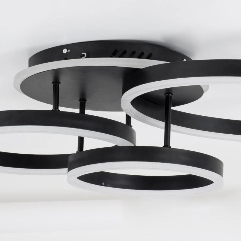 kelvo® VENOM KLV-101-0184 Φωτιστικό Οροφής LED 100W 10000lm 360° AC 220-240V IP20 Ρυθμιζόμενο Λευκό CCT με Χειριστήριο από 2700K έως 6000K Dimmable - Lumileds SMD Chip - Μαύρο Ματ - Μ70 x Π40 x Υ16cm - 3 Χρόνια Εγγύηση