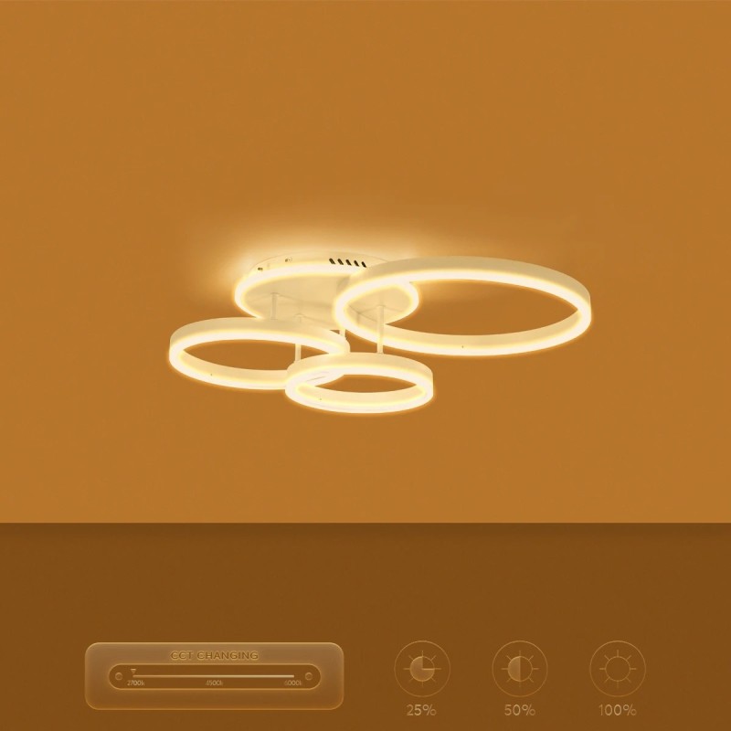 kelvo® VENOM KLV-101-0185 Φωτιστικό Οροφής LED 100W 10000lm 360° AC 220-240V IP20 Ρυθμιζόμενο Λευκό CCT με Χειριστήριο από 2700K έως 6000K Dimmable - Lumileds SMD Chip - Λευκό Ματ - Μ70 x Π40 x Υ16cm - 3 Χρόνια Εγγύηση