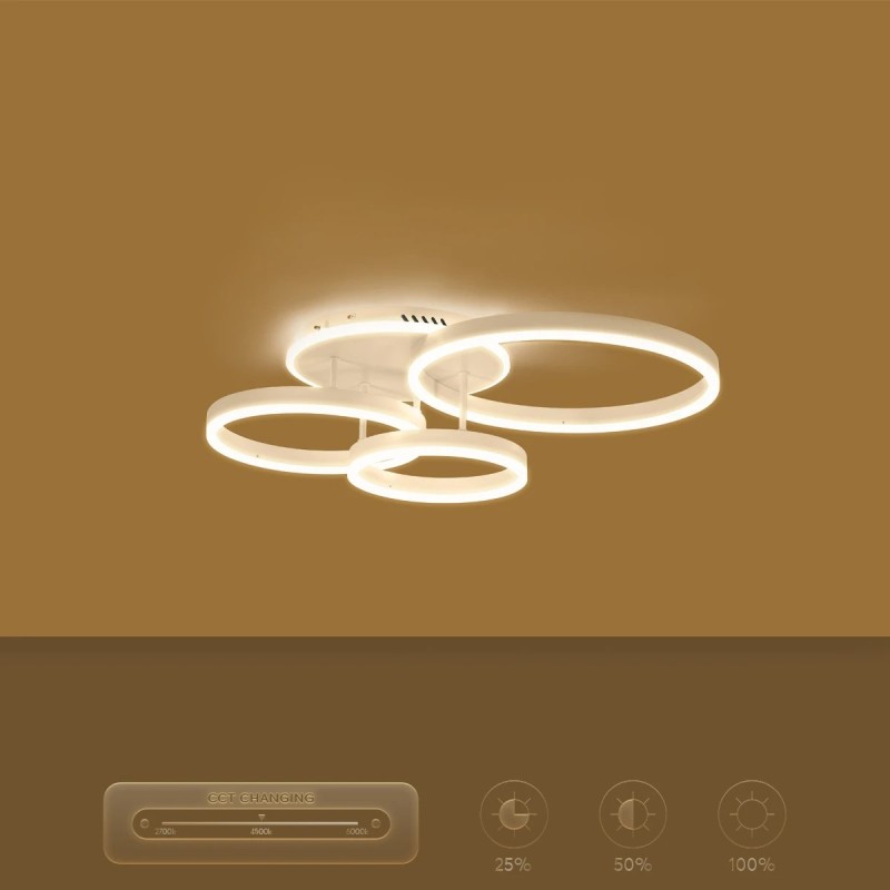 kelvo® VENOM KLV-101-0185 Φωτιστικό Οροφής LED 100W 10000lm 360° AC 220-240V IP20 Ρυθμιζόμενο Λευκό CCT με Χειριστήριο από 2700K έως 6000K Dimmable - Lumileds SMD Chip - Λευκό Ματ - Μ70 x Π40 x Υ16cm - 3 Χρόνια Εγγύηση