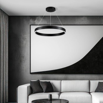 kelvo® VENOM KLV-101-0187 Κρεμαστό Φωτιστικό Οροφής LED 45W 4500lm 120° AC 220-240V IP20 Ρυθμιζόμενο Λευκό CCT με Χειριστήριο από 2700K έως 6000K Dimmable - Lumileds SMD Chip - Μαύρο Ματ - Μ60 x Π60 x Υ6.5cm - 3 Χρόνια Εγγύηση