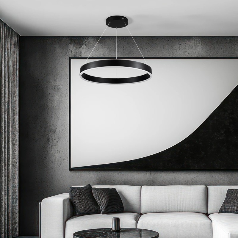 kelvo® VENOM KLV-101-0187 Κρεμαστό Φωτιστικό Οροφής LED 45W 4500lm 120° AC 220-240V IP20 Ρυθμιζόμενο Λευκό CCT με Χειριστήριο από 2700K έως 6000K Dimmable - Lumileds SMD Chip - Μαύρο Ματ - Μ60 x Π60 x Υ6.5cm - 3 Χρόνια Εγγύηση