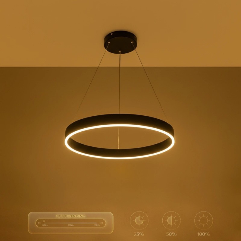 kelvo® VENOM KLV-101-0187 Κρεμαστό Φωτιστικό Οροφής LED 45W 4500lm 120° AC 220-240V IP20 Ρυθμιζόμενο Λευκό CCT με Χειριστήριο από 2700K έως 6000K Dimmable - Lumileds SMD Chip - Μαύρο Ματ - Μ60 x Π60 x Υ6.5cm - 3 Χρόνια Εγγύηση