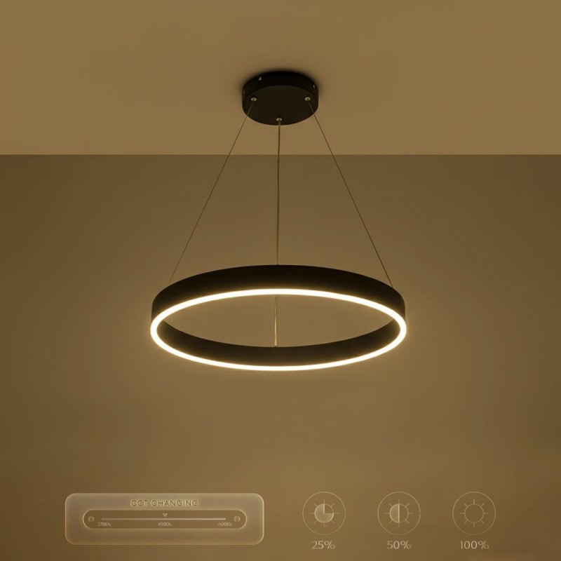 kelvo® VENOM KLV-101-0187 Κρεμαστό Φωτιστικό Οροφής LED 45W 4500lm 120° AC 220-240V IP20 Ρυθμιζόμενο Λευκό CCT με Χειριστήριο από 2700K έως 6000K Dimmable - Lumileds SMD Chip - Μαύρο Ματ - Μ60 x Π60 x Υ6.5cm - 3 Χρόνια Εγγύηση