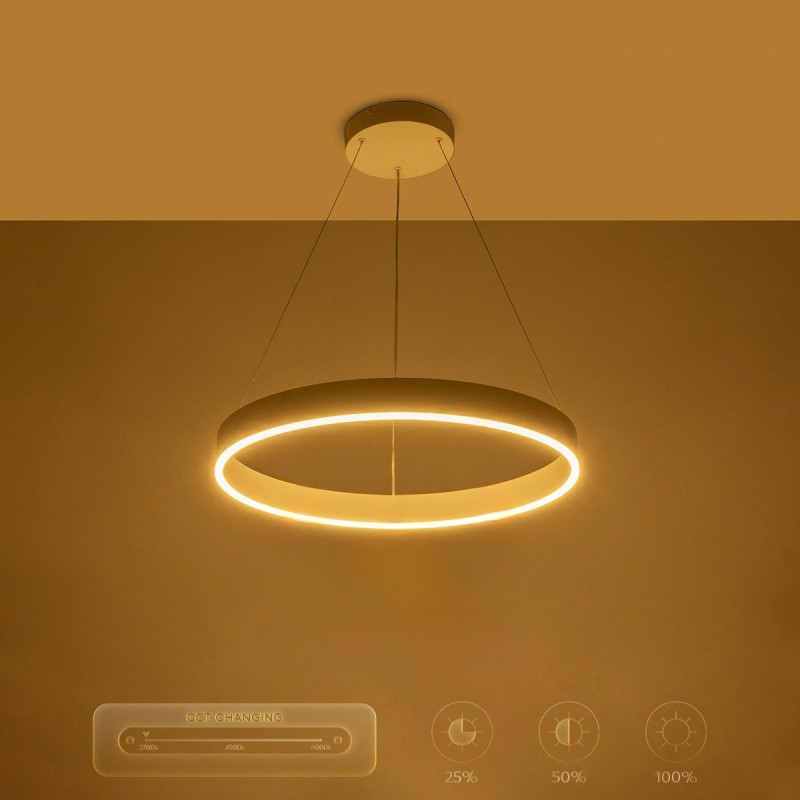 kelvo® VENOM KLV-101-0188 Κρεμαστό Φωτιστικό Οροφής LED 45W 4500lm 120° AC 220-240V IP20 Ρυθμιζόμενο Λευκό CCT με Χειριστήριο από 2700K έως 6000K Dimmable - Lumileds SMD Chip - Λευκό Ματ - Μ60 x Π60 x Υ6.5cm - 3 Χρόνια Εγγύηση