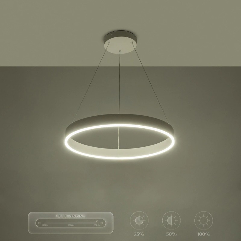 kelvo® VENOM KLV-101-0188 Κρεμαστό Φωτιστικό Οροφής LED 45W 4500lm 120° AC 220-240V IP20 Ρυθμιζόμενο Λευκό CCT με Χειριστήριο από 2700K έως 6000K Dimmable - Lumileds SMD Chip - Λευκό Ματ - Μ60 x Π60 x Υ6.5cm - 3 Χρόνια Εγγύηση