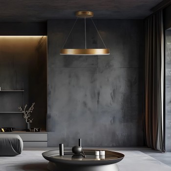 kelvo® VENOM KLV-101-0189 Κρεμαστό Φωτιστικό Οροφής LED 45W 4500lm 120° AC 220-240V IP20 Ρυθμιζόμενο Λευκό CCT με Χειριστήριο από 2700K έως 6000K Dimmable - Lumileds SMD Chip - Χρυσό Πλατίνα - Μ60 x Π60 x Υ6.5cm - 3 Χρόνια Εγγύηση