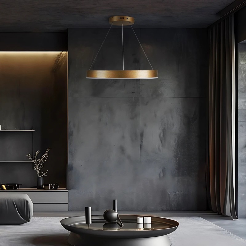 kelvo® VENOM KLV-101-0189 Κρεμαστό Φωτιστικό Οροφής LED 45W 4500lm 120° AC 220-240V IP20 Ρυθμιζόμενο Λευκό CCT με Χειριστήριο από 2700K έως 6000K Dimmable - Lumileds SMD Chip - Χρυσό Πλατίνα - Μ60 x Π60 x Υ6.5cm - 3 Χρόνια Εγγύηση