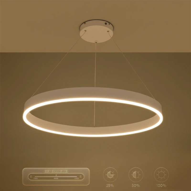 kelvo® VENOM KLV-101-0191 Κρεμαστό Φωτιστικό Οροφής LED 67W 6700lm 120° AC 220-240V IP20 Ρυθμιζόμενο Λευκό CCT με Χειριστήριο από 2700K έως 6000K Dimmable - Lumileds SMD Chip - Λευκό Ματ - Μ80 x Π80 x Υ6.5cm - 3 Χρόνια Εγγύηση