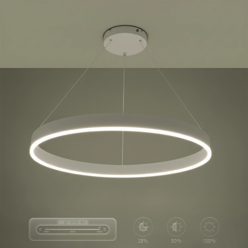 kelvo® VENOM KLV-101-0191 Κρεμαστό Φωτιστικό Οροφής LED 67W 6700lm 120° AC 220-240V IP20 Ρυθμιζόμενο Λευκό CCT με Χειριστήριο από 2700K έως 6000K Dimmable - Lumileds SMD Chip - Λευκό Ματ - Μ80 x Π80 x Υ6.5cm - 3 Χρόνια Εγγύηση