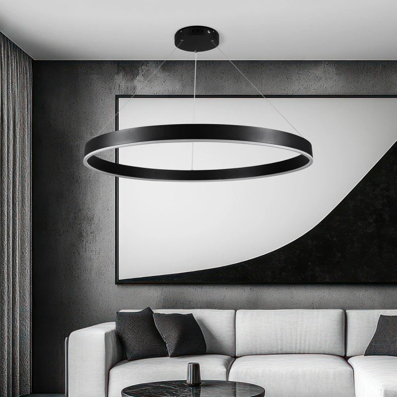 kelvo® VENOM KLV-101-0193 Κρεμαστό Φωτιστικό Οροφής LED 75W 7500lm 120° AC 220-240V IP20 Ρυθμιζόμενο Λευκό CCT με Χειριστήριο από 2700K έως 6000K Dimmable - Lumileds SMD Chip - Μαύρο Ματ - Μ100 x Π100 x Υ6.5cm - 3 Χρόνια Εγγύηση