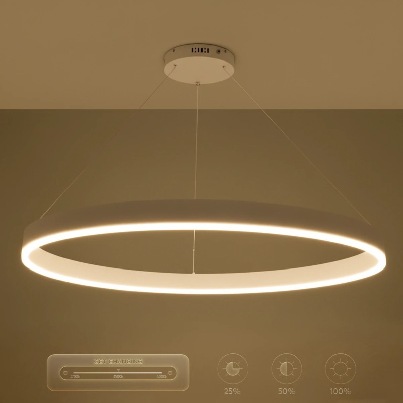 kelvo® VENOM KLV-101-0194 Κρεμαστό Φωτιστικό Οροφής LED 75W 7500lm 120° AC 220-240V IP20 Ρυθμιζόμενο Λευκό CCT με Χειριστήριο από 2700K έως 6000K Dimmable - Lumileds SMD Chip - Λευκό Ματ - Μ100 x Π100 x Υ6.5cm - 3 Χρόνια Εγγύηση