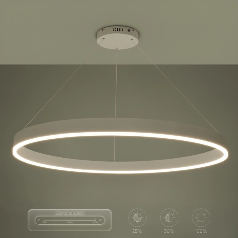 kelvo® VENOM KLV-101-0194 Κρεμαστό Φωτιστικό Οροφής LED 75W 7500lm 120° AC 220-240V IP20 Ρυθμιζόμενο Λευκό CCT με Χειριστήριο από 2700K έως 6000K Dimmable - Lumileds SMD Chip - Λευκό Ματ - Μ100 x Π100 x Υ6.5cm - 3 Χρόνια Εγγύηση