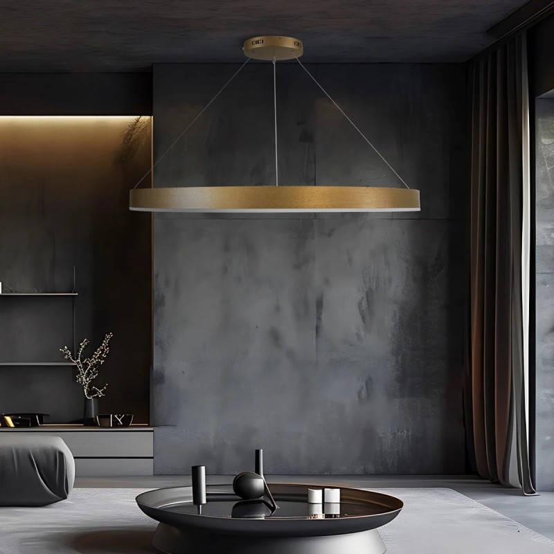 kelvo® VENOM KLV-101-0195 Κρεμαστό Φωτιστικό Οροφής LED 75W 7500lm 120° AC 220-240V IP20 Ρυθμιζόμενο Λευκό CCT με Χειριστήριο από 2700K έως 6000K Dimmable - Lumileds SMD Chip - Χρυσό Πλατίνα - Μ100 x Π100 x Υ6.5cm - 3 Χρόνια Εγγύηση