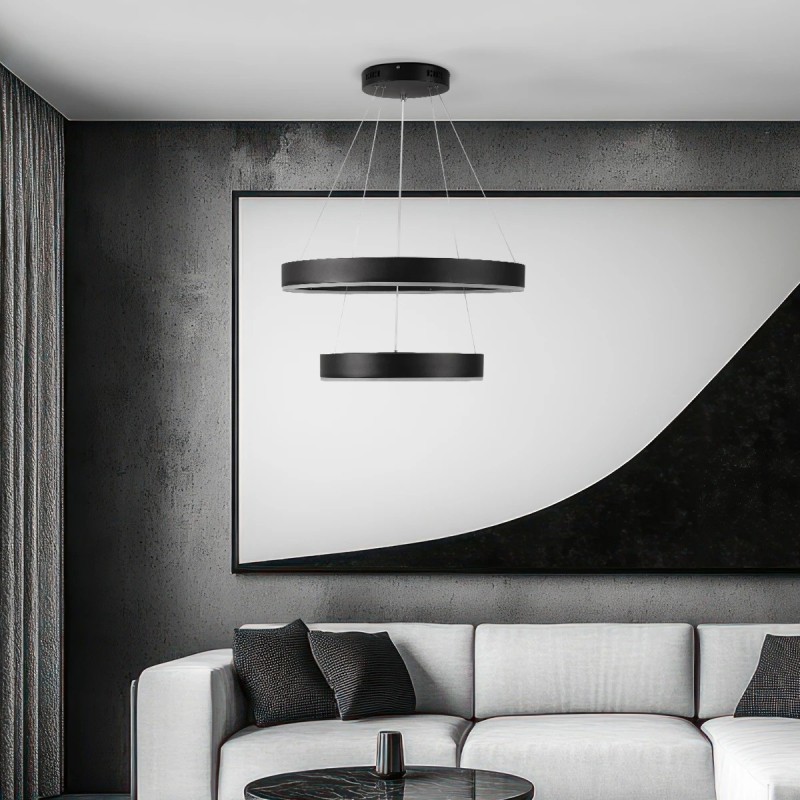 kelvo® VENOM KLV-101-0196 Κρεμαστό Φωτιστικό Οροφής LED 75W 7500lm 120° AC 220-240V IP20 Ρυθμιζόμενο Λευκό CCT με Χειριστήριο από 2700K έως 6000K Dimmable - Lumileds SMD Chip - Μαύρο Ματ - Μ60 x Π60 x Υ40cm - 3 Χρόνια Εγγύηση