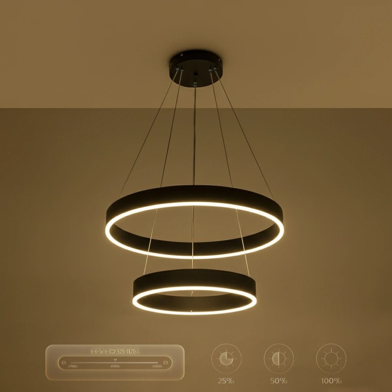 kelvo® VENOM KLV-101-0196 Κρεμαστό Φωτιστικό Οροφής LED 75W 7500lm 120° AC 220-240V IP20 Ρυθμιζόμενο Λευκό CCT με Χειριστήριο από 2700K έως 6000K Dimmable - Lumileds SMD Chip - Μαύρο Ματ - Μ60 x Π60 x Υ40cm - 3 Χρόνια Εγγύηση