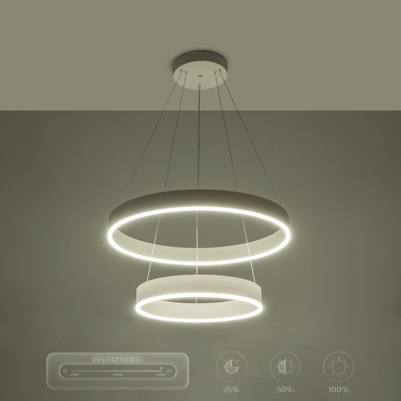 kelvo® VENOM KLV-101-0197 Κρεμαστό Φωτιστικό Οροφής LED 75W 7500lm 120° AC 220-240V IP20 Ρυθμιζόμενο Λευκό CCT με Χειριστήριο από 2700K έως 6000K Dimmable - Lumileds SMD Chip - Λευκό Ματ - Μ60 x Π60 x Υ40cm - 3 Χρόνια Εγγύηση