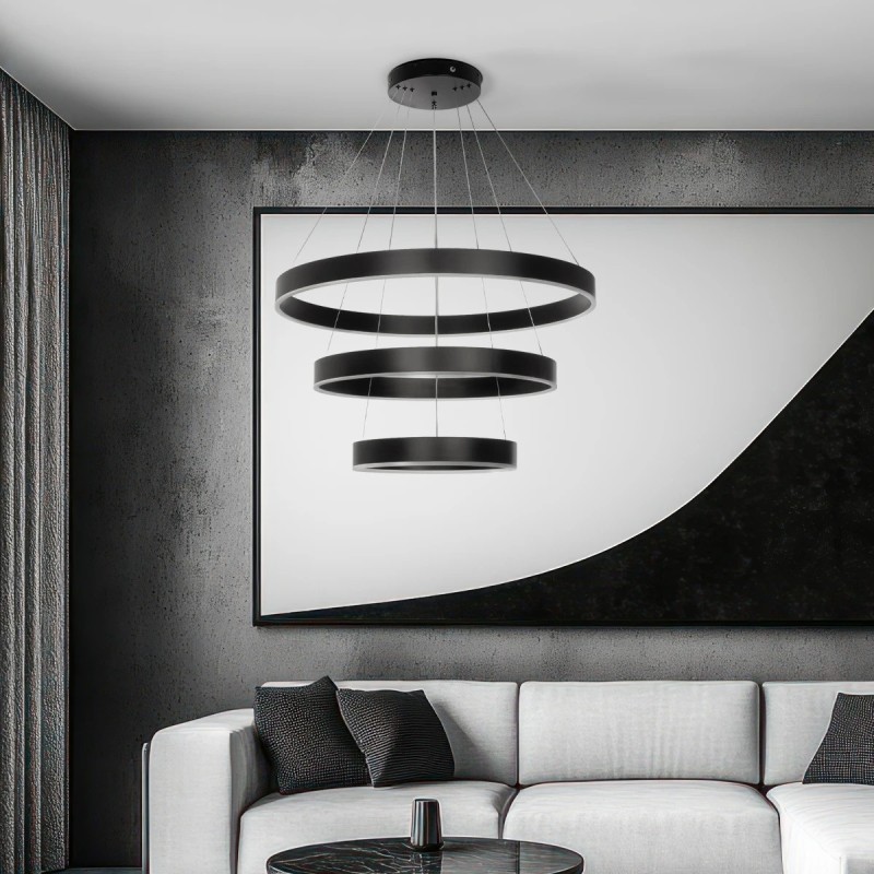 kelvo® VENOM KLV-101-0199 Κρεμαστό Φωτιστικό Οροφής LED 120W 12000lm 120° AC 220-240V IP20 Ρυθμιζόμενο Λευκό CCT με Χειριστήριο από 2700K έως 6000K Dimmable - Lumileds SMD Chip - Μαύρο Ματ - Μ80 x Π80 x Υ80cm - 3 Χρόνια Εγγύηση