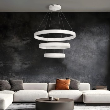 kelvo® VENOM KLV-101-0200 Κρεμαστό Φωτιστικό Οροφής LED 120W 12000lm 120° AC 220-240V IP20 Ρυθμιζόμενο Λευκό CCT με Χειριστήριο από 2700K έως 6000K Dimmable - Lumileds SMD Chip - Λευκό Ματ - Μ80 x Π80 x Υ80cm - 3 Χρόνια Εγγύηση