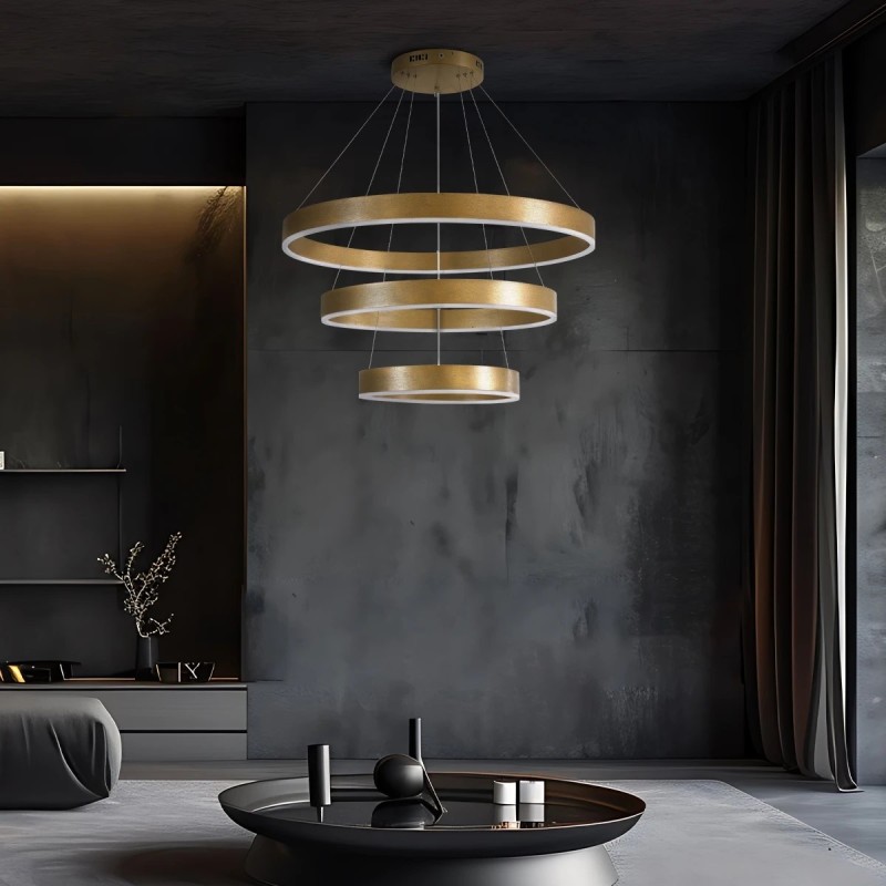 kelvo® VENOM KLV-101-0201 Κρεμαστό Φωτιστικό Οροφής LED 120W 12000lm 120° AC 220-240V IP20 Ρυθμιζόμενο Λευκό CCT με Χειριστήριο από 2700K έως 6000K Dimmable - Lumileds SMD Chip - Χρυσό Πλατίνα - Μ80 x Π80 x Υ80cm - 3 Χρόνια Εγγύηση