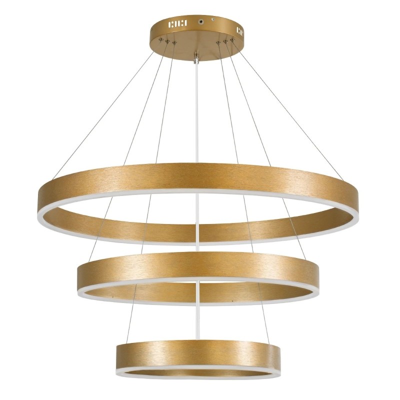 kelvo® VENOM KLV-101-0201 Κρεμαστό Φωτιστικό Οροφής LED 120W 12000lm 120° AC 220-240V IP20 Ρυθμιζόμενο Λευκό CCT με Χειριστήριο από 2700K έως 6000K Dimmable - Lumileds SMD Chip - Χρυσό Πλατίνα - Μ80 x Π80 x Υ80cm - 3 Χρόνια Εγγύηση