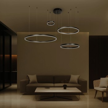 kelvo® VENOM KLV-101-0202 Κρεμαστό Φωτιστικό Οροφής LED 150W 15000lm 120° AC 220-240V IP20 Ρυθμιζόμενο Λευκό CCT με Χειριστήριο από 2700K έως 6000K Dimmable - Lumileds SMD Chip - Μαύρο Ματ - Μ150 x Π90 x Υ60cm - 3 Χρόνια Εγγύηση