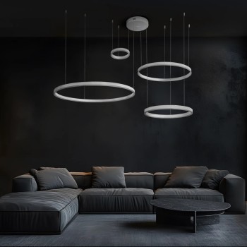 kelvo® VENOM KLV-101-0203 Κρεμαστό Φωτιστικό Οροφής LED 150W 15000lm 120° AC 220-240V IP20 Ρυθμιζόμενο Λευκό CCT με Χειριστήριο από 2700K έως 6000K Dimmable - Lumileds SMD Chip - Λευκό Ματ - Μ150 x Π90 x Υ60cm - 3 Χρόνια Εγγύηση