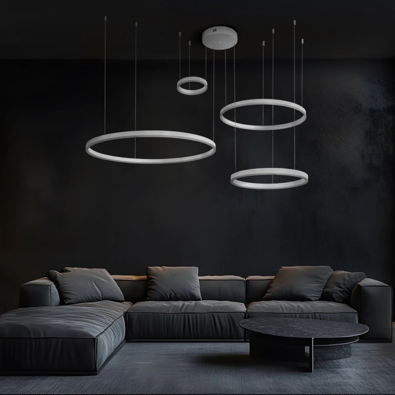 kelvo® VENOM KLV-101-0203 Κρεμαστό Φωτιστικό Οροφής LED 150W 15000lm 120° AC 220-240V IP20 Ρυθμιζόμενο Λευκό CCT με Χειριστήριο από 2700K έως 6000K Dimmable - Lumileds SMD Chip - Λευκό Ματ - Μ150 x Π90 x Υ60cm - 3 Χρόνια Εγγύηση