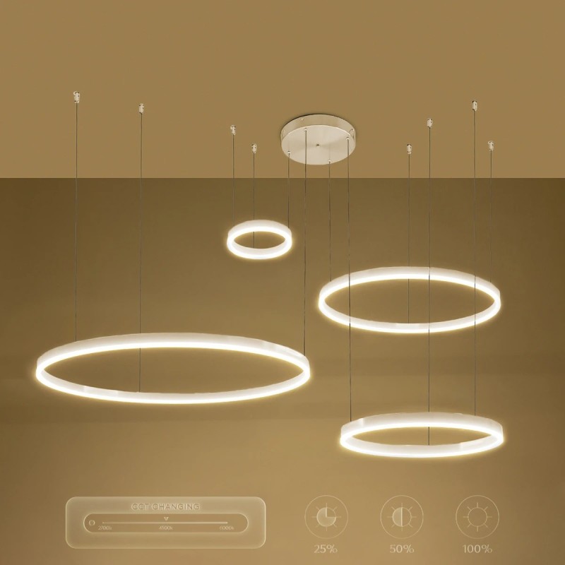 kelvo® VENOM KLV-101-0203 Κρεμαστό Φωτιστικό Οροφής LED 150W 15000lm 120° AC 220-240V IP20 Ρυθμιζόμενο Λευκό CCT με Χειριστήριο από 2700K έως 6000K Dimmable - Lumileds SMD Chip - Λευκό Ματ - Μ150 x Π90 x Υ60cm - 3 Χρόνια Εγγύηση