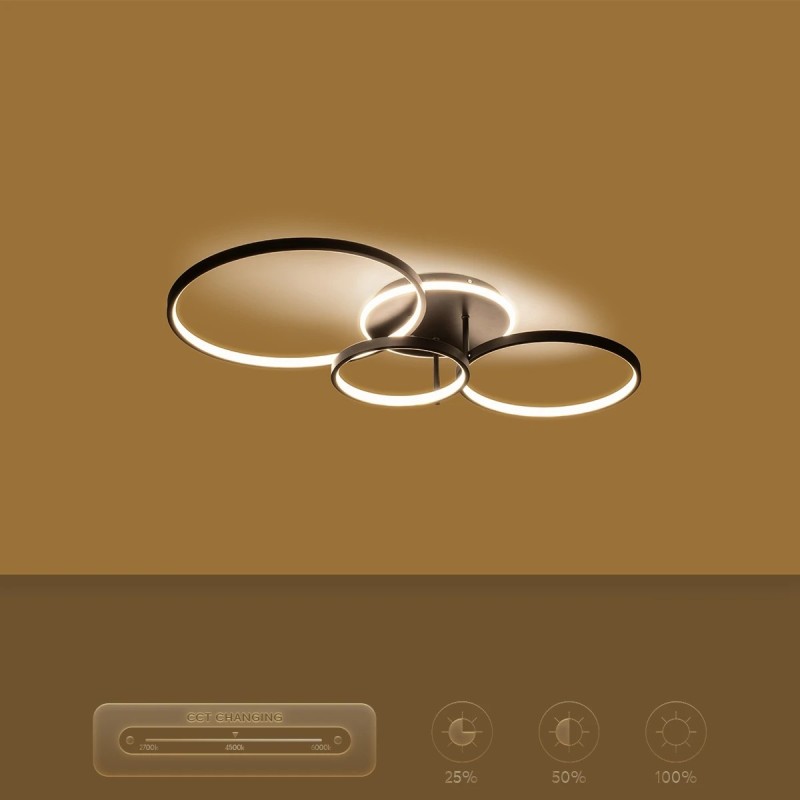 kelvo® NEMESIS KLV-101-0205 Φωτιστικό Οροφής LED 98W 9800lm 360° AC 220-240V IP20 Ρυθμιζόμενο Λευκό CCT με Χειριστήριο από 2700K έως 6000K Dimmable - Lumileds SMD Chip - Μαύρο Ματ - Μ89 x Π60 x Υ19cm - 3 Χρόνια Εγγύηση