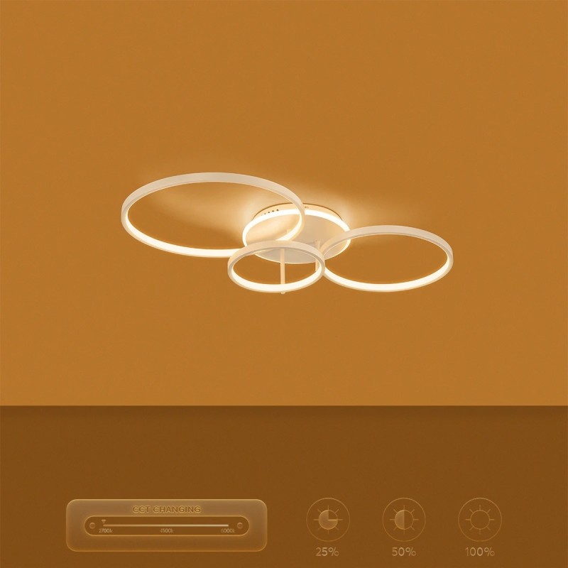 kelvo® NEMESIS KLV-101-0206 Φωτιστικό Οροφής LED 98W 9800lm 360° AC 220-240V IP20 Ρυθμιζόμενο Λευκό CCT με Χειριστήριο από 2700K έως 6000K Dimmable - Lumileds SMD Chip - Λευκό Ματ - Μ89 x Π60 x Υ19cm - 3 Χρόνια Εγγύηση