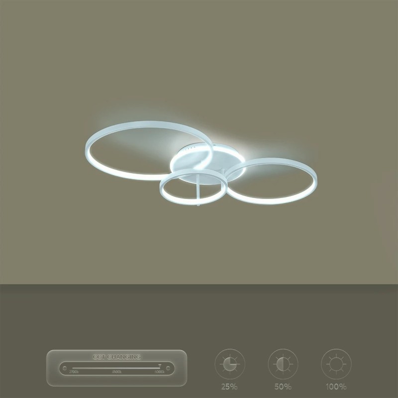 kelvo® NEMESIS KLV-101-0206 Φωτιστικό Οροφής LED 98W 9800lm 360° AC 220-240V IP20 Ρυθμιζόμενο Λευκό CCT με Χειριστήριο από 2700K έως 6000K Dimmable - Lumileds SMD Chip - Λευκό Ματ - Μ89 x Π60 x Υ19cm - 3 Χρόνια Εγγύηση