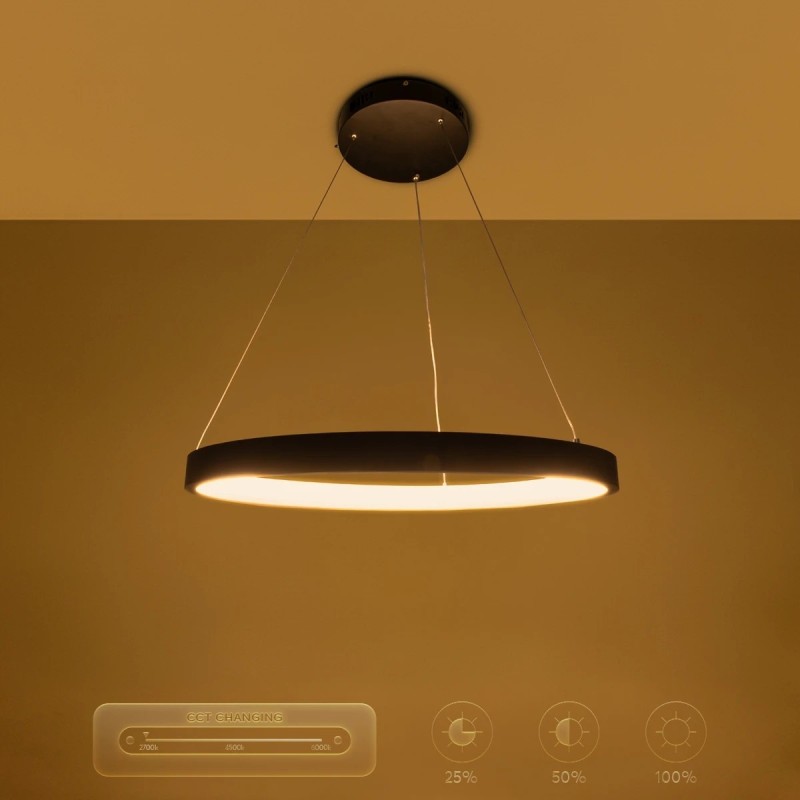 kelvo® NEMESIS KLV-101-0208 Κρεμαστό Φωτιστικό Οροφής LED 45W 4500lm 180° AC 220-240V IP20 Ρυθμιζόμενο Λευκό CCT με Χειριστήριο από 2700K έως 6000K Dimmable - Lumileds SMD Chip - Μαύρο Ματ - Μ60 x Π60 x Υ4cm - 3 Χρόνια Εγγύηση