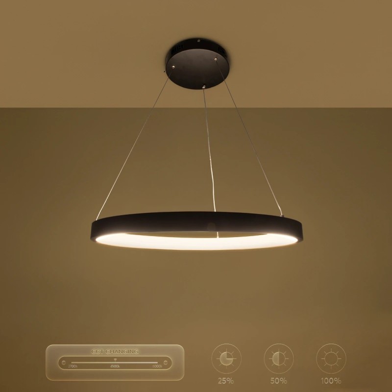 kelvo® NEMESIS KLV-101-0208 Κρεμαστό Φωτιστικό Οροφής LED 45W 4500lm 180° AC 220-240V IP20 Ρυθμιζόμενο Λευκό CCT με Χειριστήριο από 2700K έως 6000K Dimmable - Lumileds SMD Chip - Μαύρο Ματ - Μ60 x Π60 x Υ4cm - 3 Χρόνια Εγγύηση