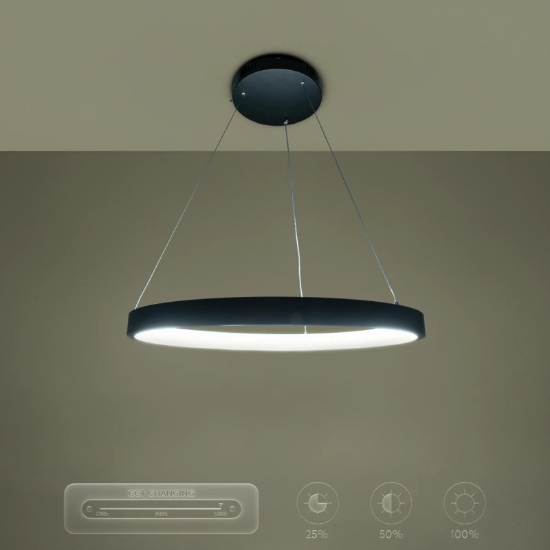 kelvo® NEMESIS KLV-101-0208 Κρεμαστό Φωτιστικό Οροφής LED 45W 4500lm 180° AC 220-240V IP20 Ρυθμιζόμενο Λευκό CCT με Χειριστήριο από 2700K έως 6000K Dimmable - Lumileds SMD Chip - Μαύρο Ματ - Μ60 x Π60 x Υ4cm - 3 Χρόνια Εγγύηση