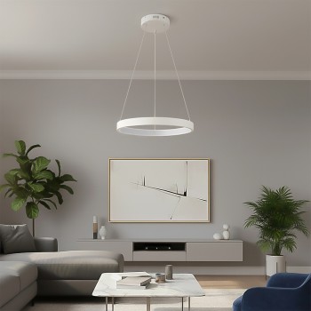 kelvo® NEMESIS KLV-101-0209 Κρεμαστό Φωτιστικό Οροφής LED 45W 4500lm 180° AC 220-240V IP20 Ρυθμιζόμενο Λευκό CCT με Χειριστήριο από 2700K έως 6000K Dimmable - Lumileds SMD Chip - Λευκό Ματ - Μ60 x Π60 x Υ4cm - 3 Χρόνια Εγγύηση