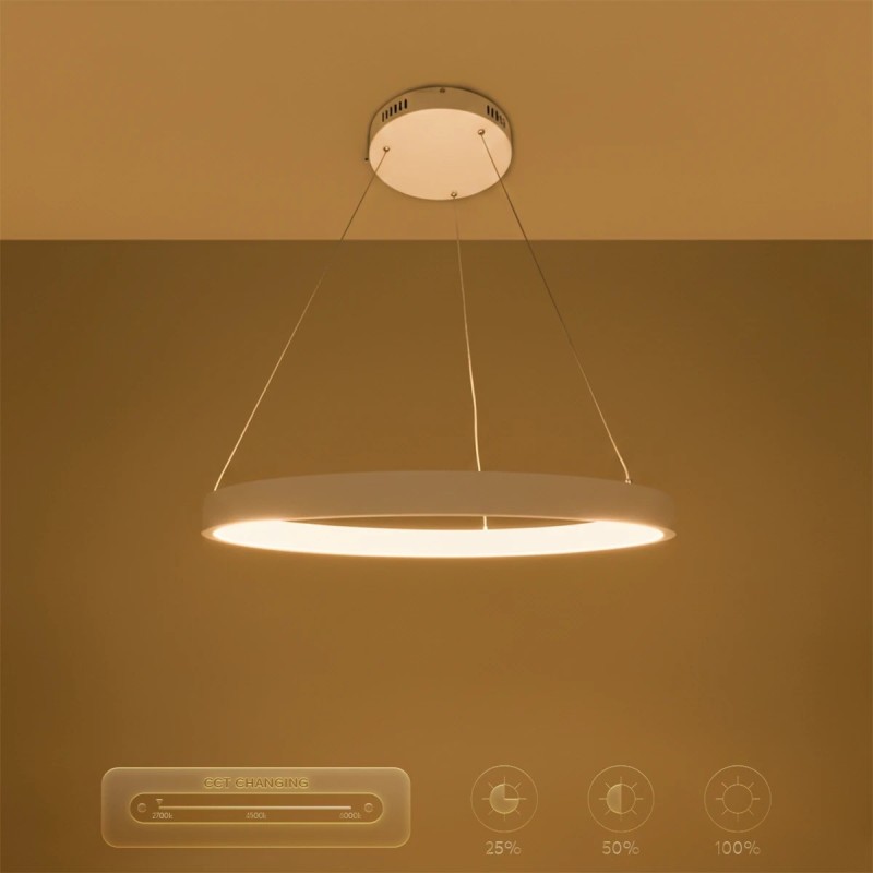 kelvo® NEMESIS KLV-101-0209 Κρεμαστό Φωτιστικό Οροφής LED 45W 4500lm 180° AC 220-240V IP20 Ρυθμιζόμενο Λευκό CCT με Χειριστήριο από 2700K έως 6000K Dimmable - Lumileds SMD Chip - Λευκό Ματ - Μ60 x Π60 x Υ4cm - 3 Χρόνια Εγγύηση