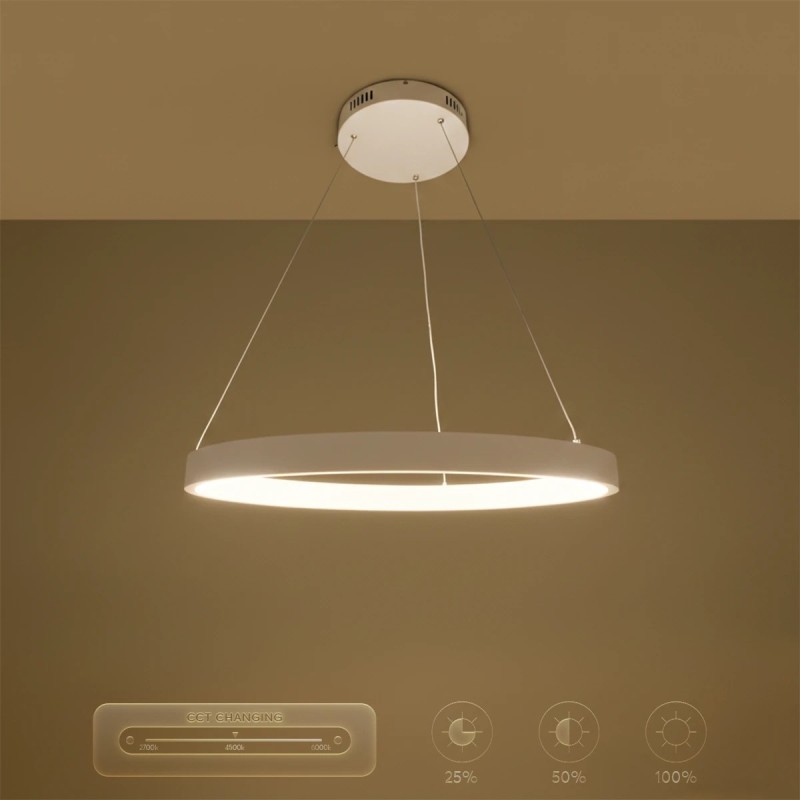 kelvo® NEMESIS KLV-101-0209 Κρεμαστό Φωτιστικό Οροφής LED 45W 4500lm 180° AC 220-240V IP20 Ρυθμιζόμενο Λευκό CCT με Χειριστήριο από 2700K έως 6000K Dimmable - Lumileds SMD Chip - Λευκό Ματ - Μ60 x Π60 x Υ4cm - 3 Χρόνια Εγγύηση